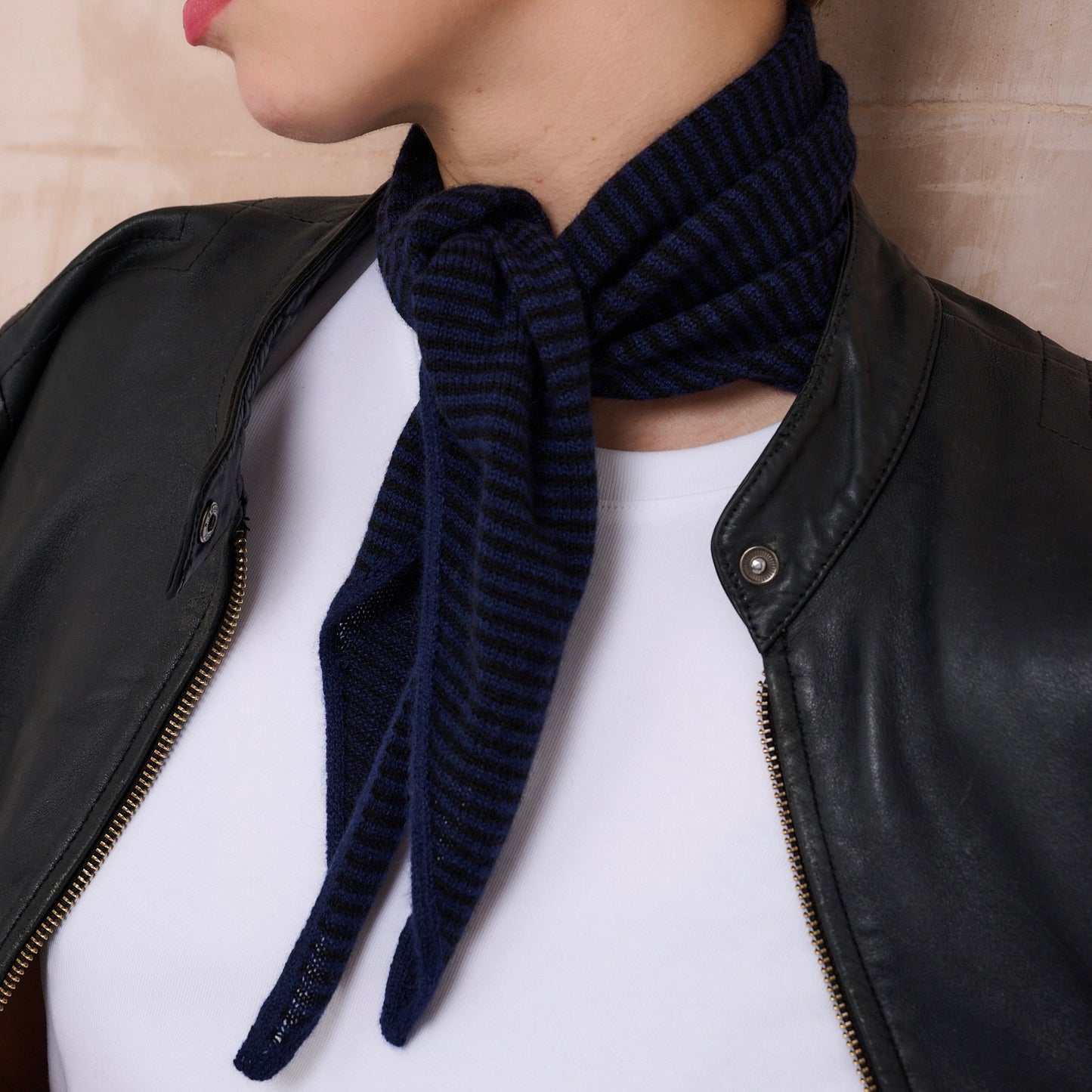 Navy & Black Striped Bandana Scarf