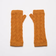 Long Cable Wrist Warmers - Pamela's Orange