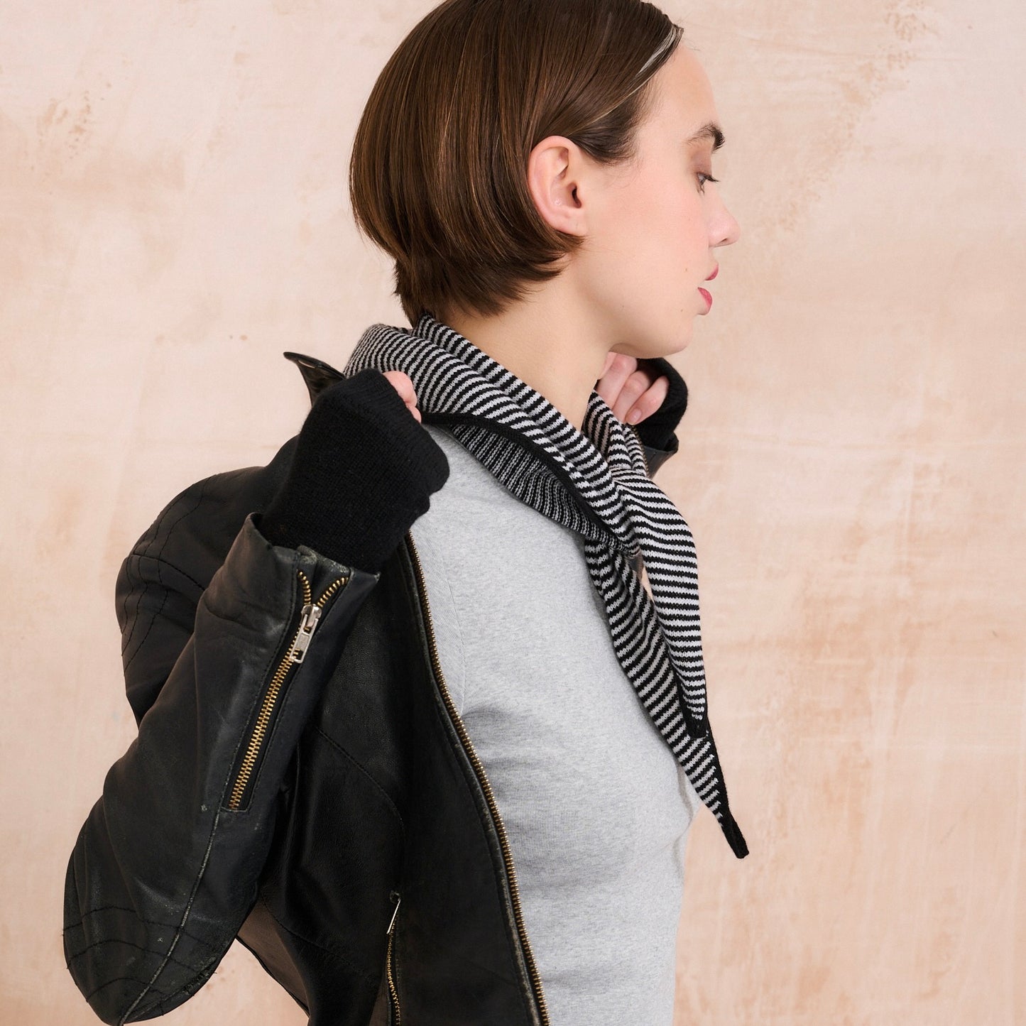 Black & White Striped Bandana Scarf