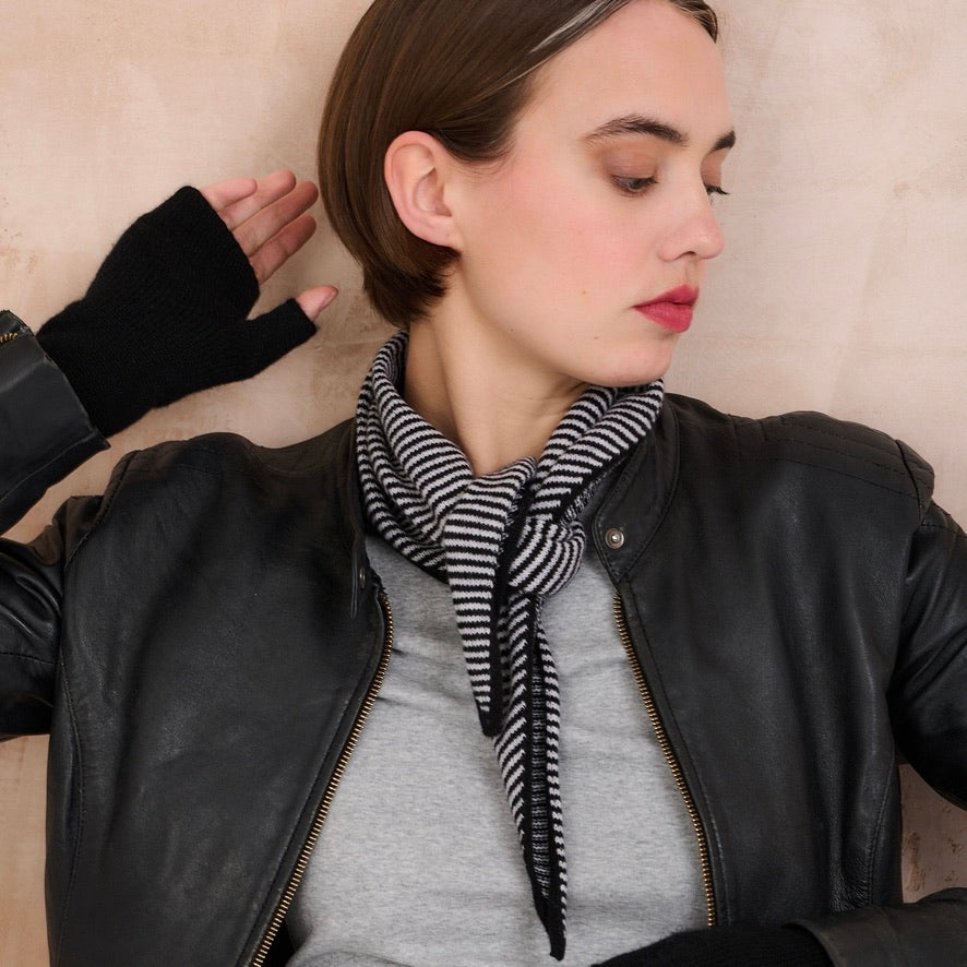Black & White Striped Bandana Scarf