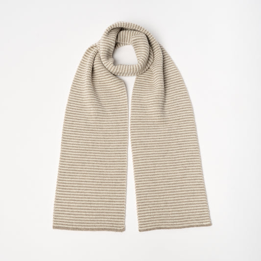 Natural & Cream Striped Cashmere Scarf