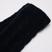 Long Cable Wrist Warmers - Dark Navy Blue