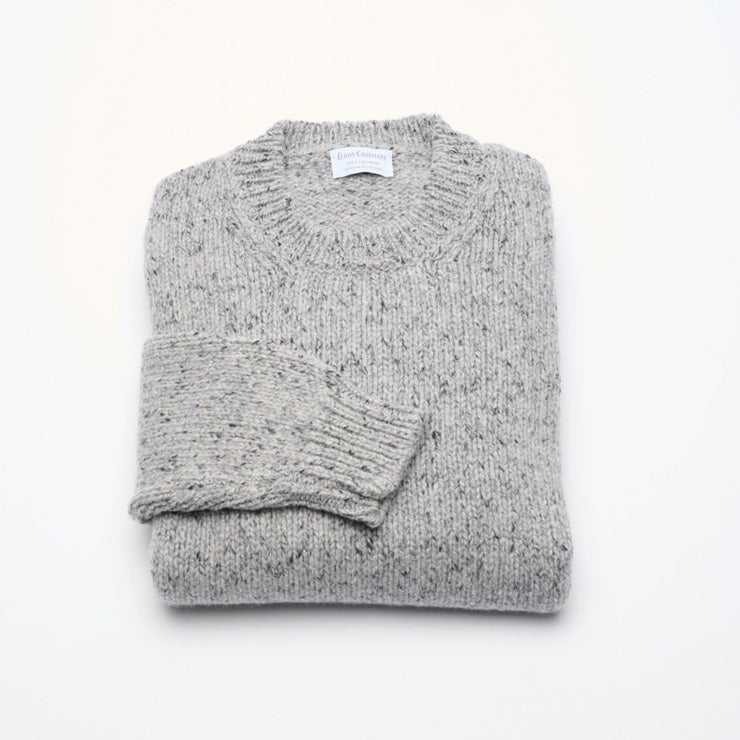Donegal 8 Ply Cashmere Crew Neck Jumper - Light Grey