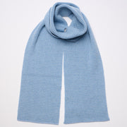 Light Blue & Denim Blue Marls Striped Cashmere Scarf