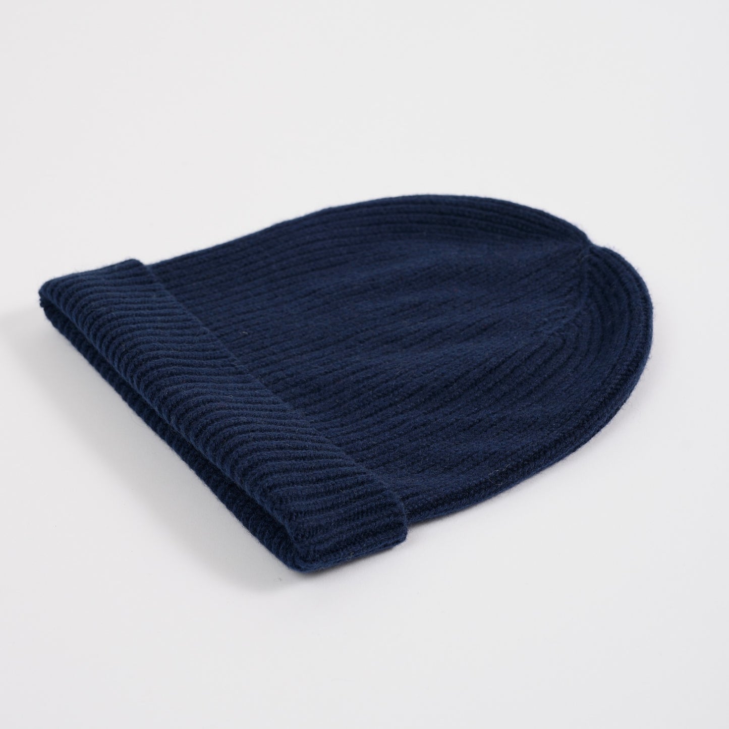 Navy 3 Ply Cashmere Ribbed Beanie