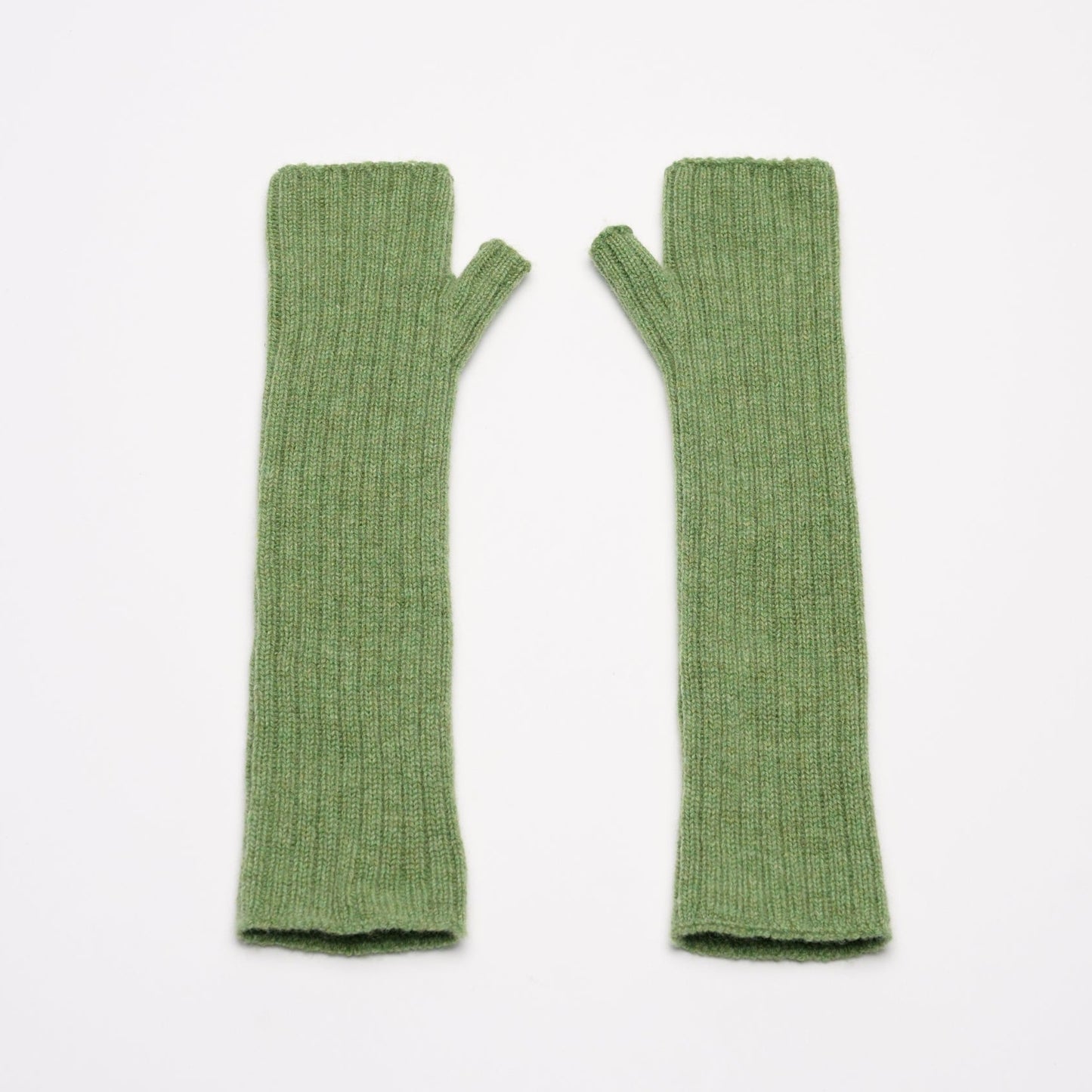 Long Ribbed Wrist Warmers - Sage Green