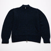 Donegal 8 Ply Cashmere Zip Cardigan - Navy Blue