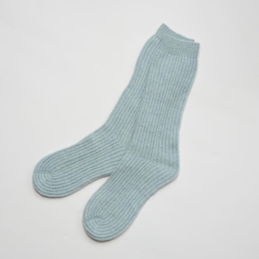 Women's All Ribbed Blue Socks