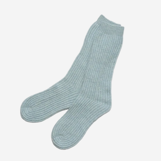 Women's All Ribbed Blue Socks