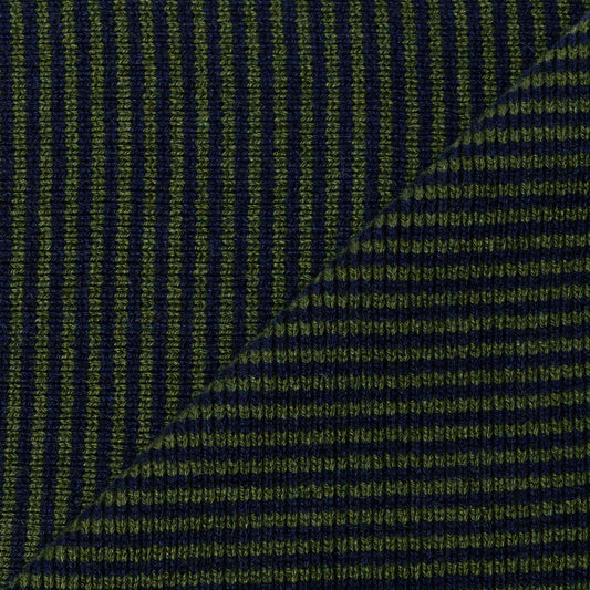 Forest Green & Navy Blue Striped Cashmere Scarf