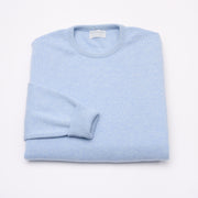 Luxury Men's Classic 4 Ply Crew Neck Jumper - Blue Haze