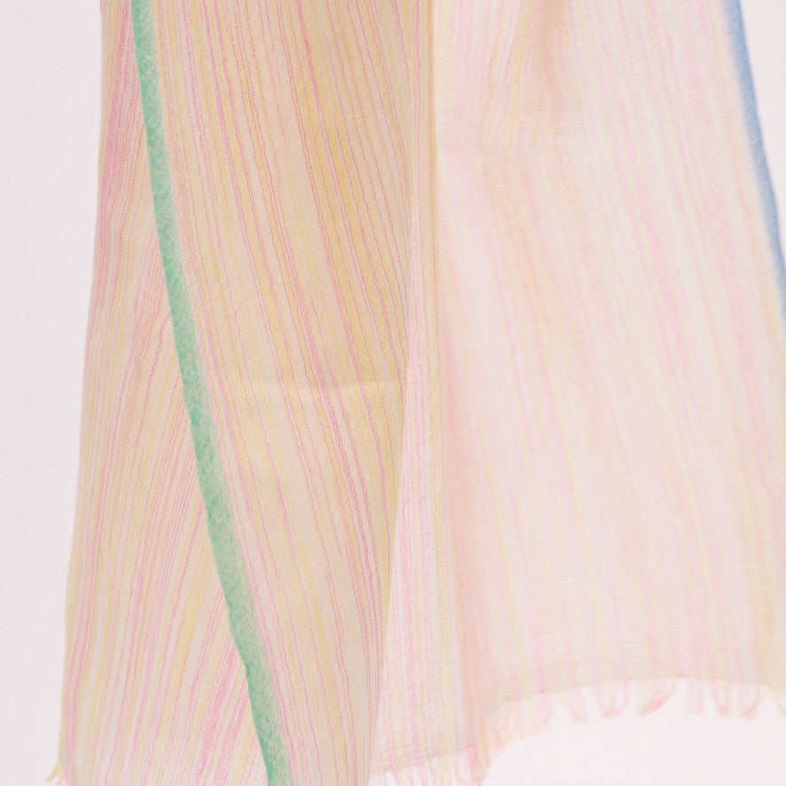 Handwoven Fine Shawl - Pink & Yellow Stripes