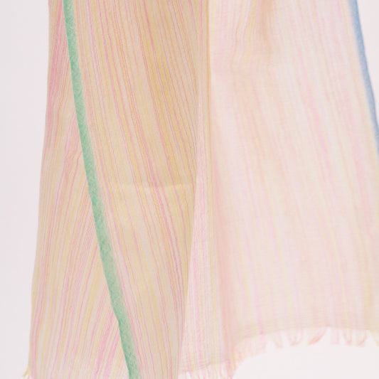 Handwoven Fine Shawl - Pink & Yellow Stripes