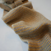 Pumice With Soft Lemon Marl Striped 5 Ply Cashmere Scarf