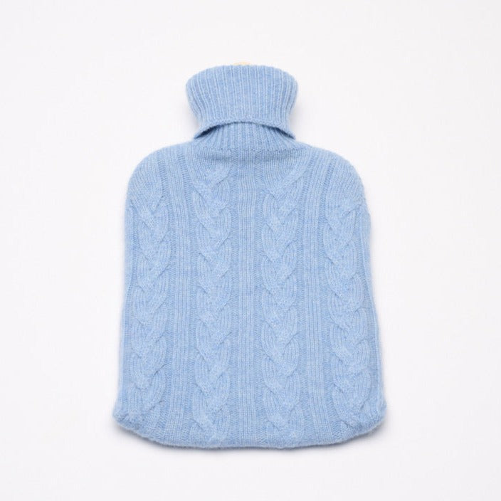 Light Blue Marl - Cable Knit Cashmere Hot Water Bottle