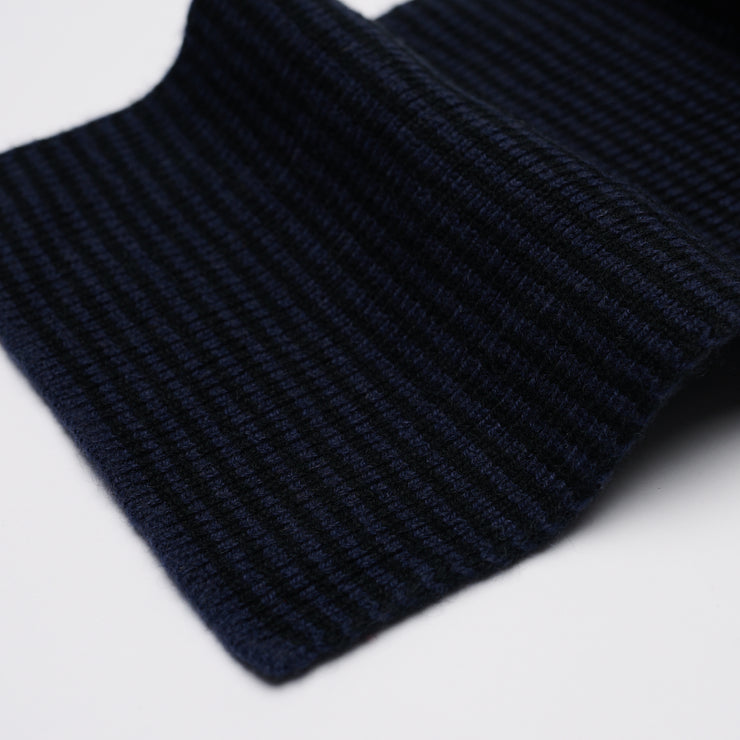 Black & Navy Striped Cashmere Scarf