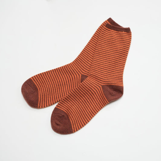 Women's Striped Socks - Burnt Orange & Orange