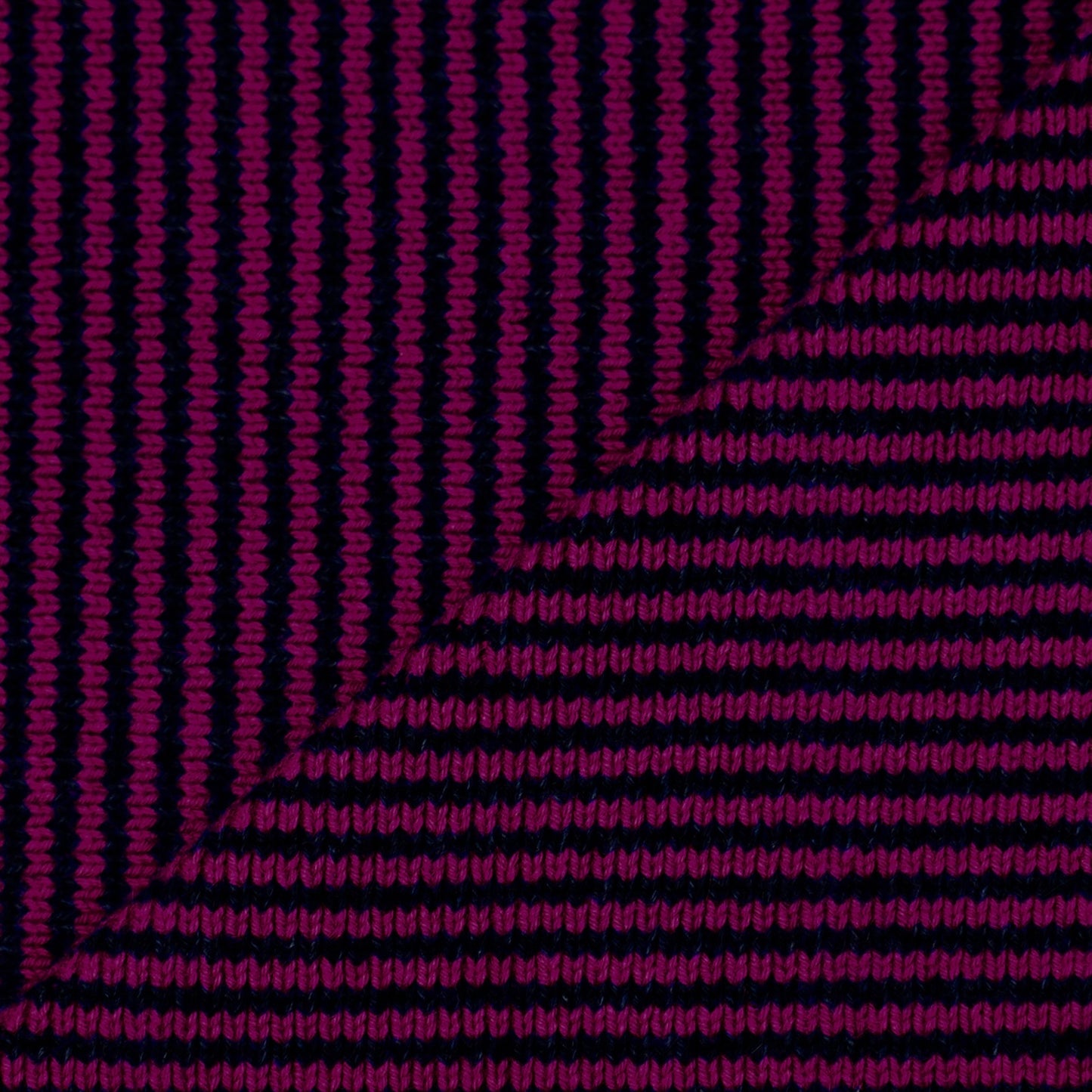 Magenta & Dark Navy Striped 5 Ply Cashmere Scarf