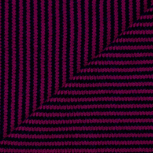 Magenta & Dark Navy Striped 5 Ply Cashmere Scarf