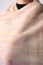 Handwoven Shawl - Light Weight Pink & Yellow Stripes