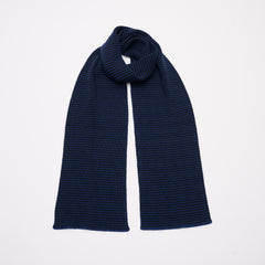 Navy Blue & Black Striped Cashmere Scarf