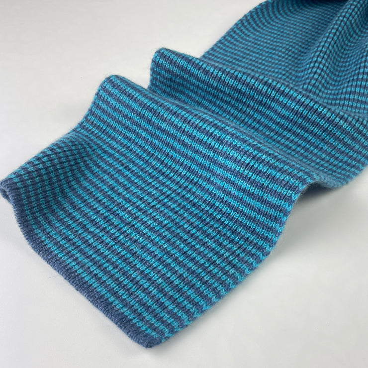 Ocean Blue Striped Cashmere Scarf