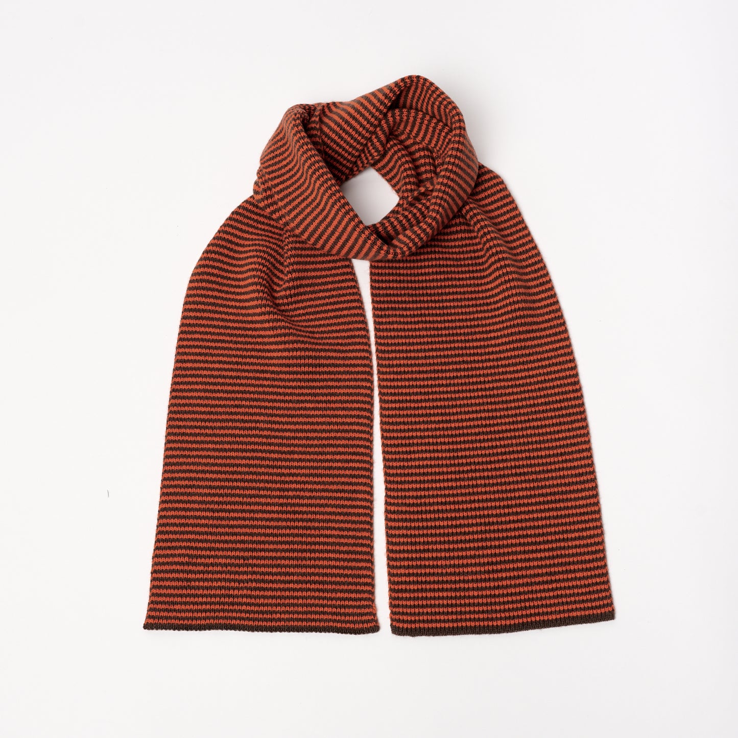 Orange & Chocolate Striped Cashmere Scarf