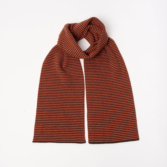 Orange & Chocolate Striped Cashmere Scarf