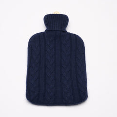 Navy - Cable Knit Cashmere Hot Water Bottle