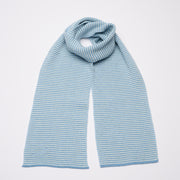 Light Blue & White Striped Cashmere Scarf