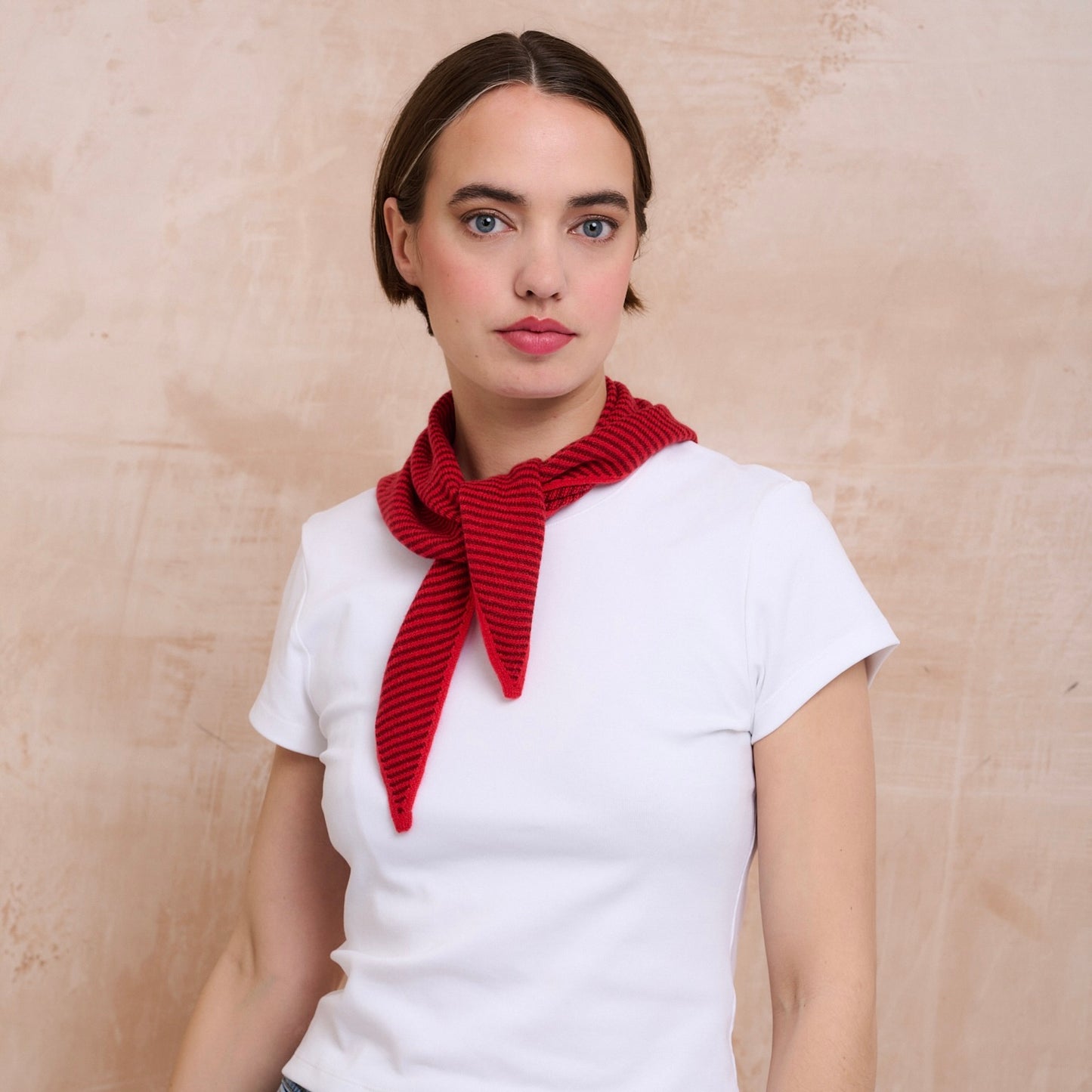 Red & Dark Red Striped Bandana Scarf