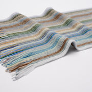 Multi Coloured Cashmere Striped Scarf with Tassels - Natural Tones