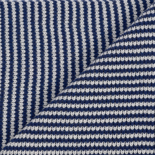 The Mega Jumbo Striped Cashmere Scarf - Navy & Light Grey