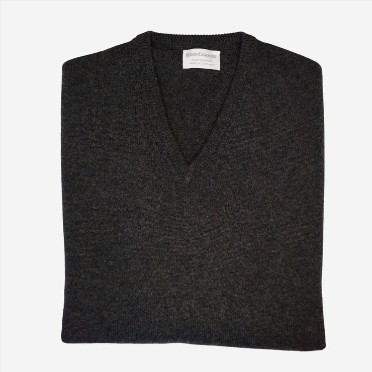 Mens 2ply V Neck Jumper - Charcoal Grey