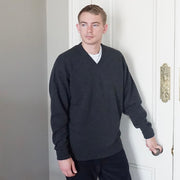 Mens 2ply V Neck Jumper - Charcoal Grey