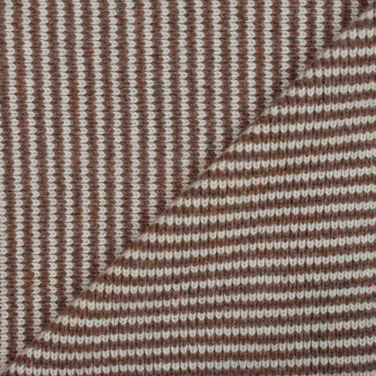 Biscuit Brown & White Striped 5 Ply Cashmere Scarf