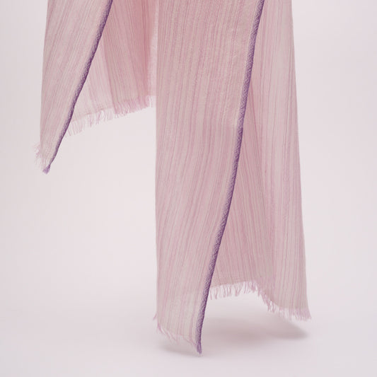Handwoven Fine Shawl - Pink Stripes