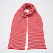 Pillar Box Red & White Striped Cashmere Scarf