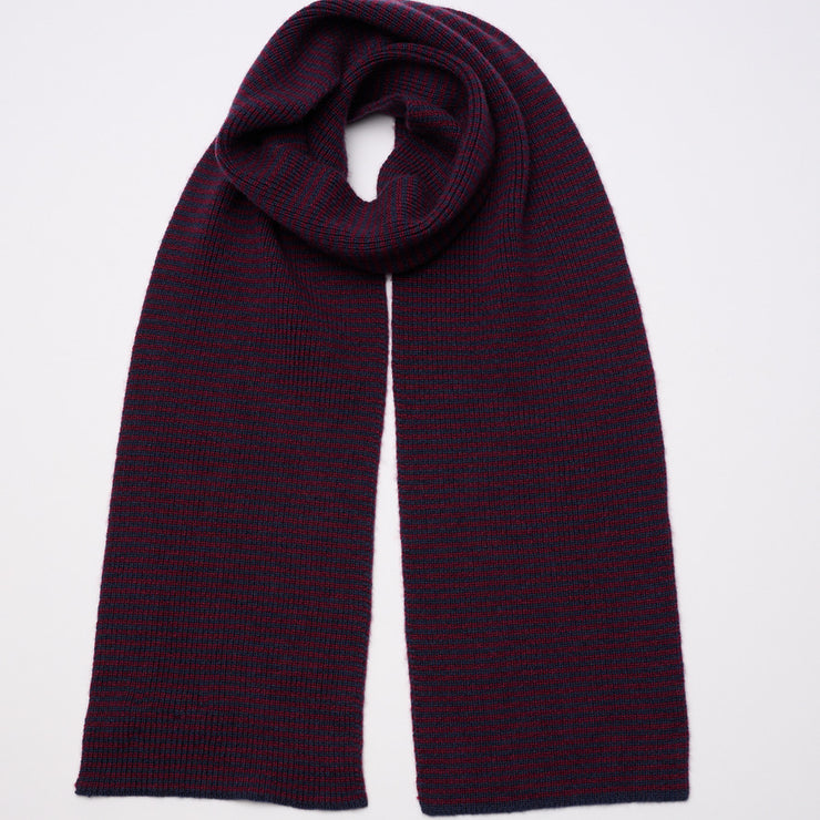 Claret & Navy Striped Cashmere Scarf