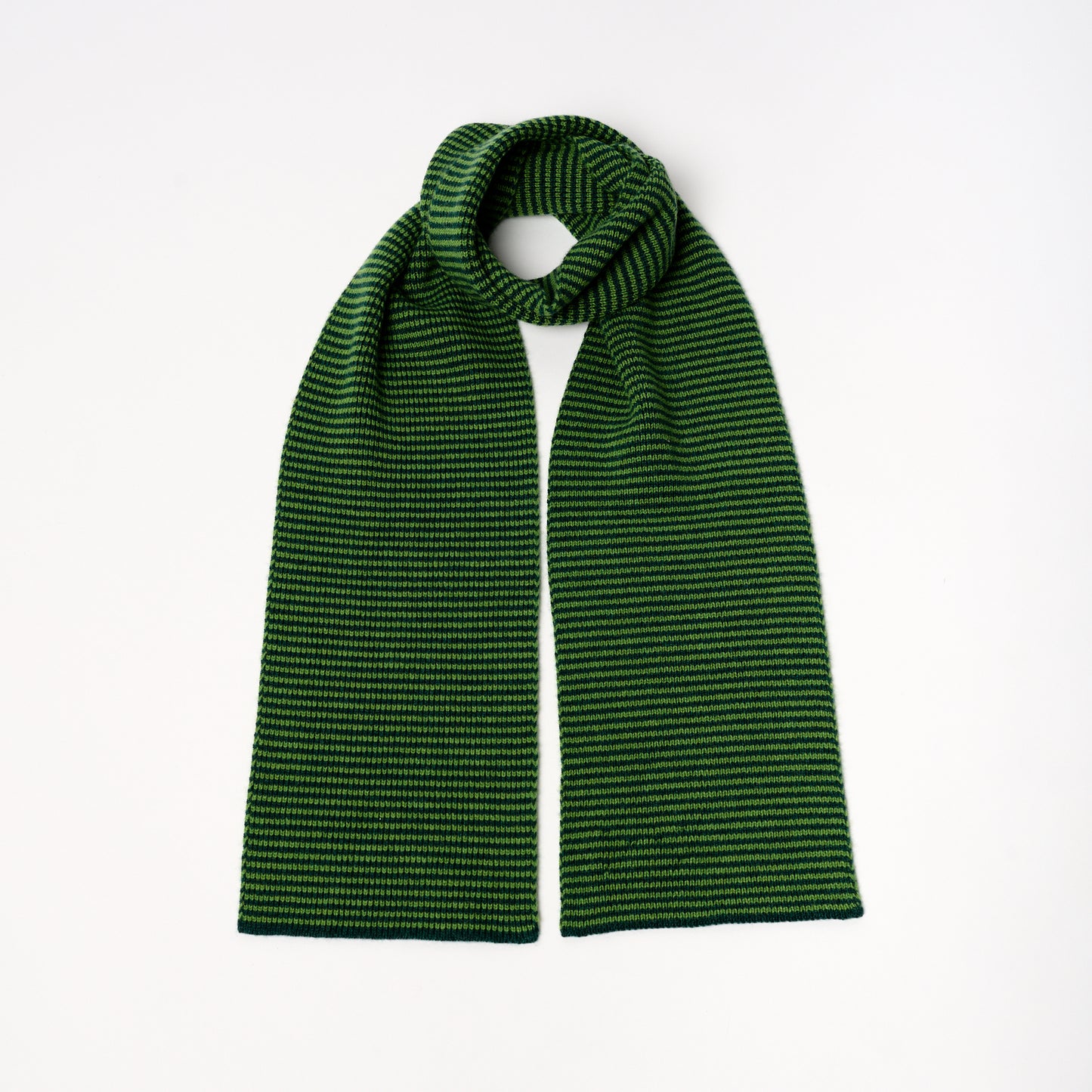 Pea Green & Bottle Green Striped Cashmere Scarf