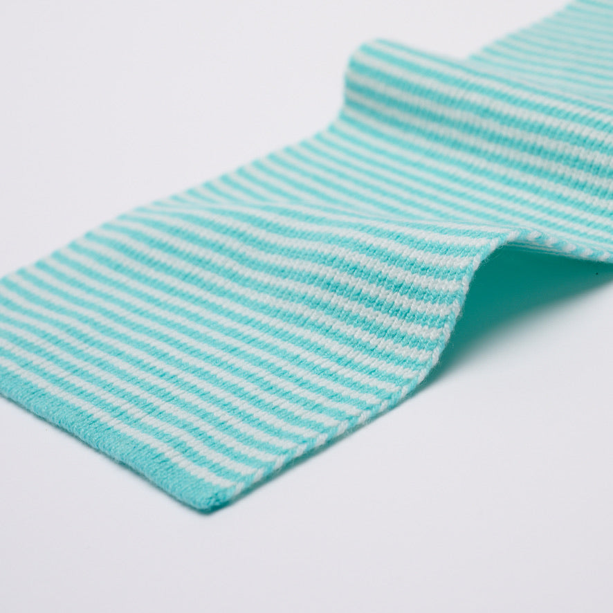 Aqua & White Striped Cashmere Scarf