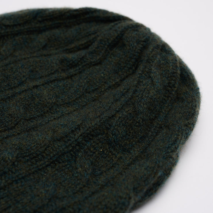 Olive Green Marl Cable Knit Beanie