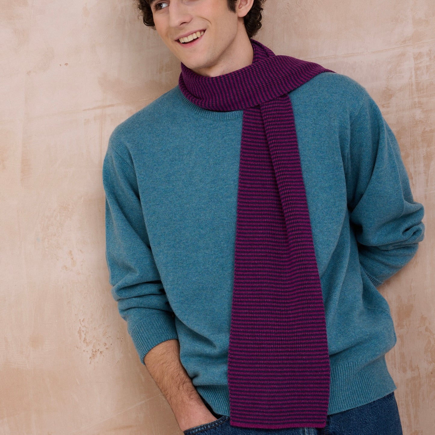 Plums Striped Cashmere Scarf