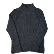 Unisex Textured Funnel Neck Sweater  - Charcoal