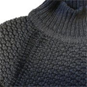 Unisex Textured Funnel Neck Sweater  - Charcoal