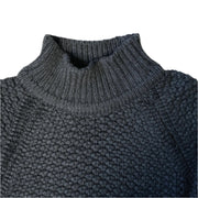 Unisex Textured Funnel Neck Sweater  - Charcoal