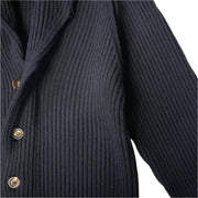 Ribbed Shawl Collared Cardigan  - Navy