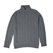 Aran Cable Zip Cardigan - Light Grey