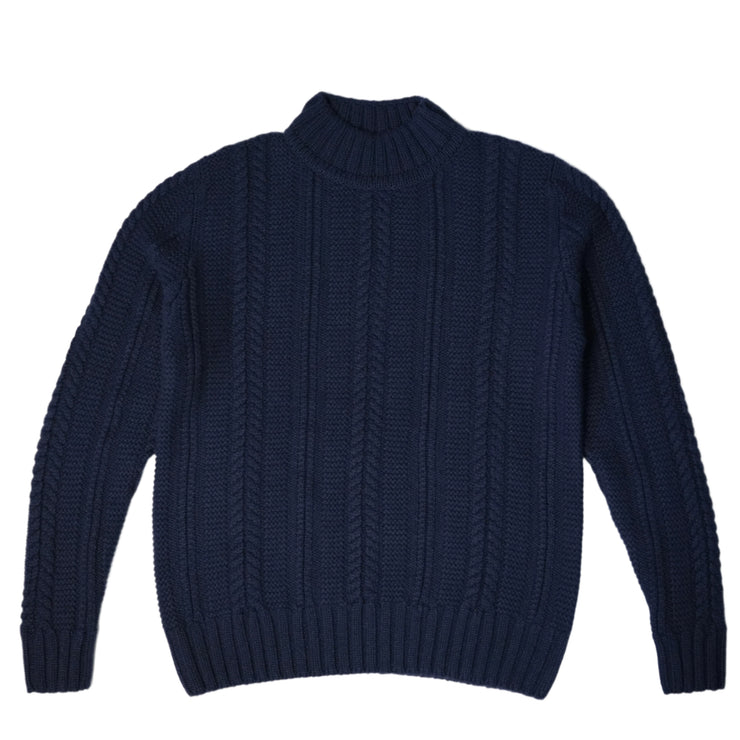 Cable Turtle Neck Jumper - Dark Navy