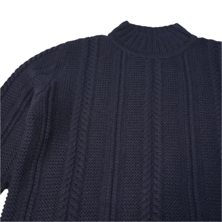 Cable Turtle Neck Jumper - Dark Navy